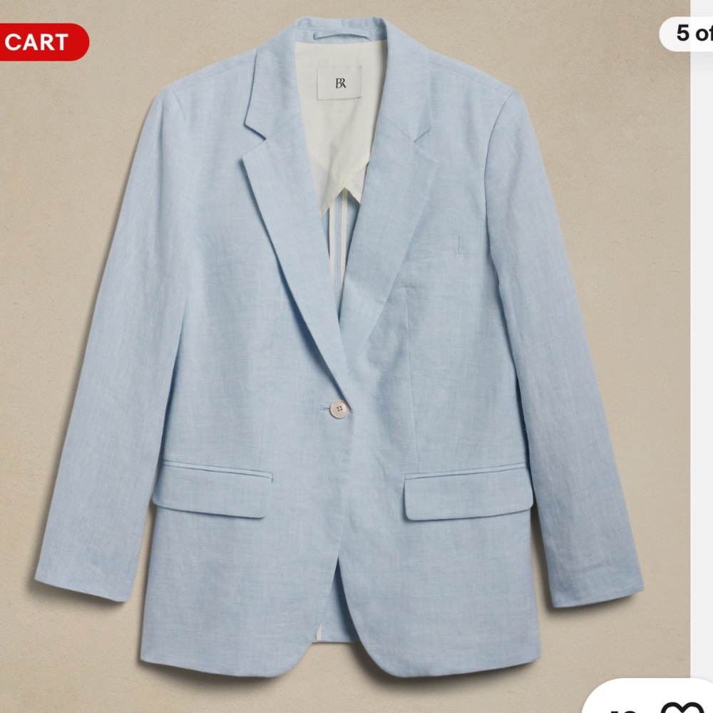 Cerulean Blue Lina Relaxed Linen Blazer
